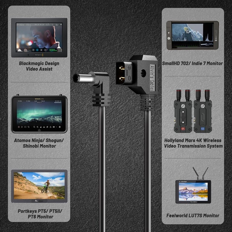 Alvin's Cables Power Tap D-Tap to 2.1 DC 12v Right Angle Cable for Blackmagic Design Video Assist, Atomos Shogun, SmallHD 702 Monitor 1.5m| 4.92ft - Image 4